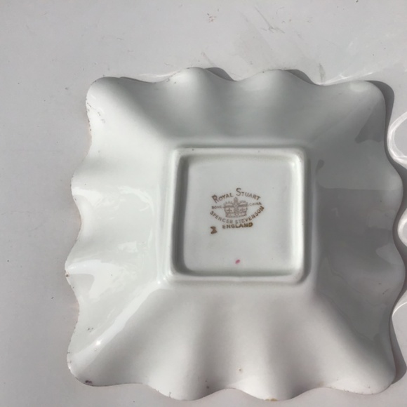 Royal Stuart Spencer Stevenson Square Bone China Candy Dish Floral Gold Trim - Picture 5 of 6